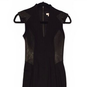 NWT Helmut Lang black dress with leather inserts 0